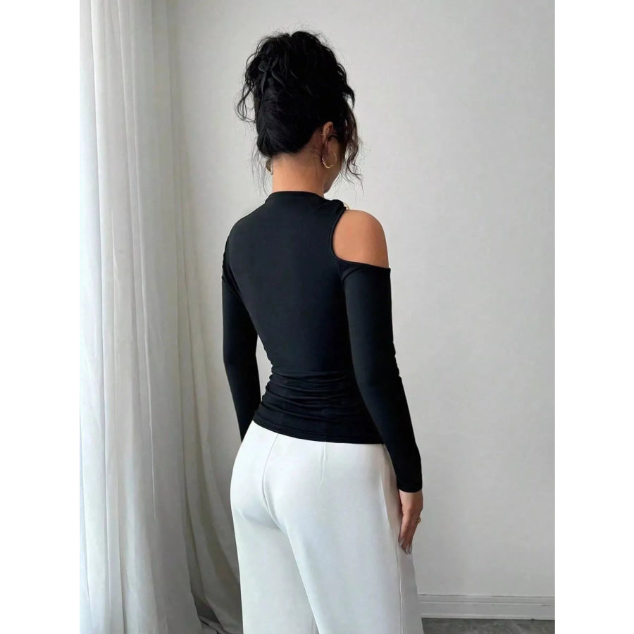 Cutout One-Shoulder Long Sleeve T-Shirt Apparel and Accessories