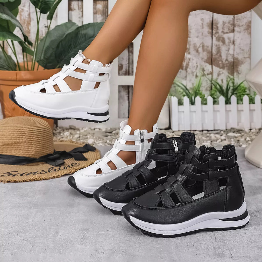 Cutout Platform Sneakers Black / 36 Apparel and Accessories