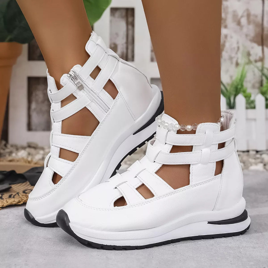 Cutout Platform Sneakers Gray/white / 36 Apparel and Accessories