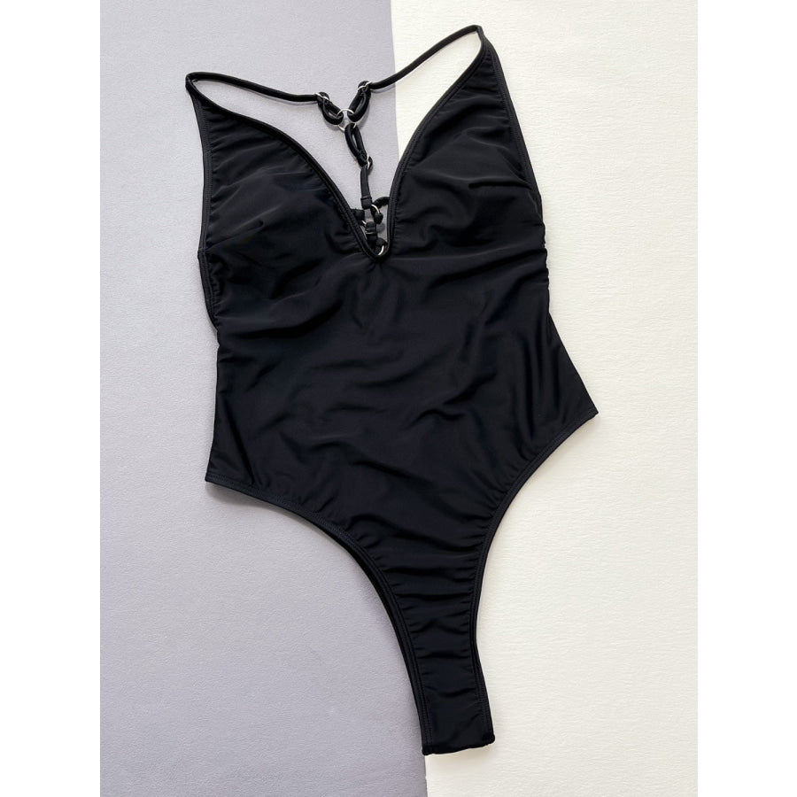 Cutout Plunge Spaghetti Strap One-Piece Swimwear Apparel and Accessories