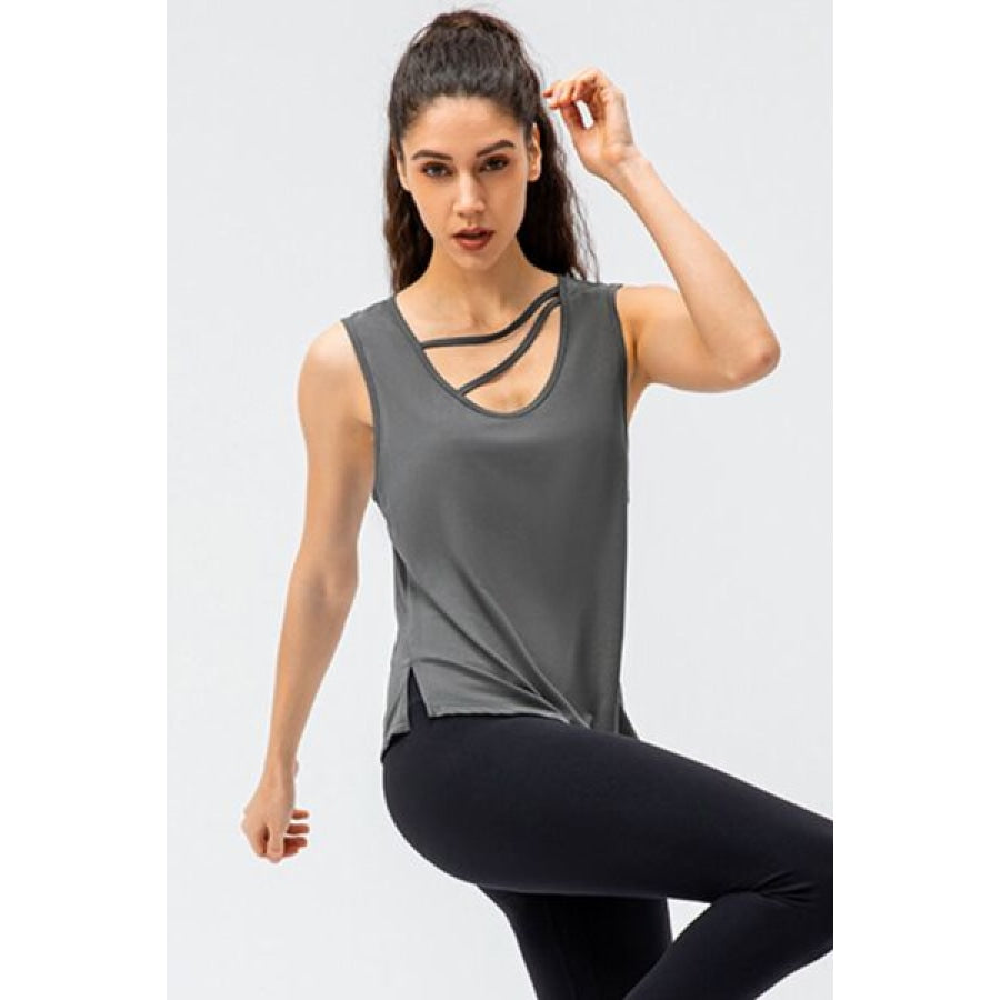 Cutout Reversible Active Tank Charcoal / XS Clothing