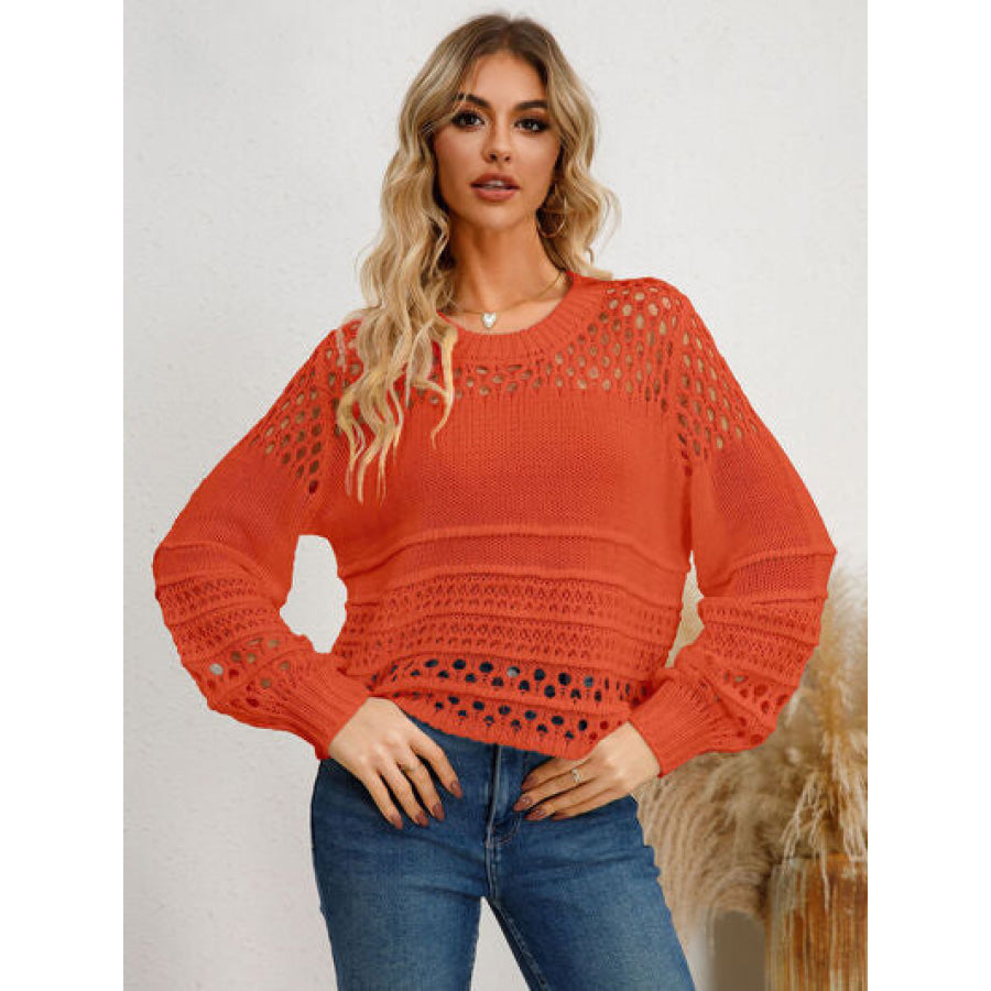 Cutout Round Neck Knit Top Apparel and Accessories