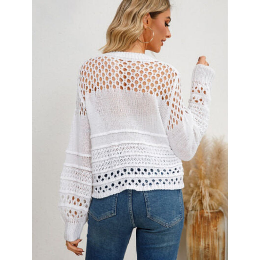 Cutout Round Neck Knit Top Apparel and Accessories