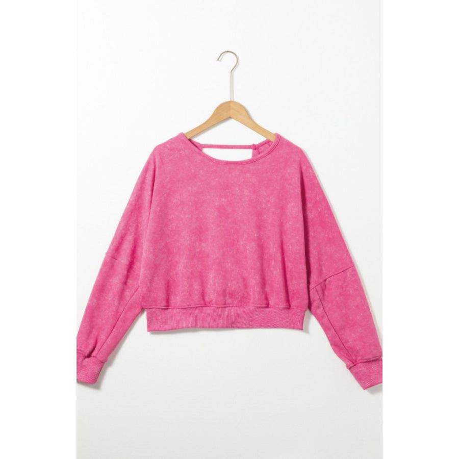 Cutout Round Neck Long Sleeve Sweatshirt Apparel and Accessories