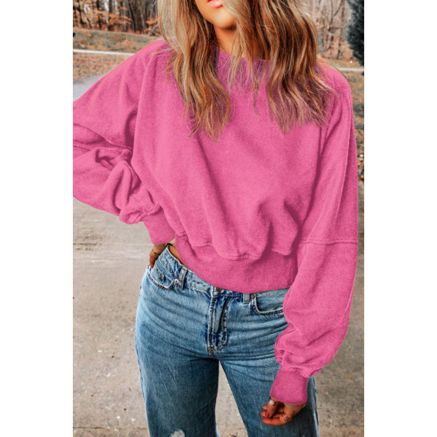 Cutout Round Neck Long Sleeve Sweatshirt Apparel and Accessories