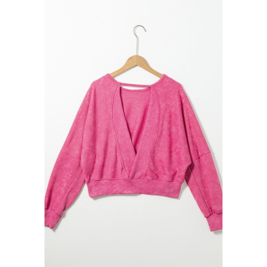 Cutout Round Neck Long Sleeve Sweatshirt Apparel and Accessories