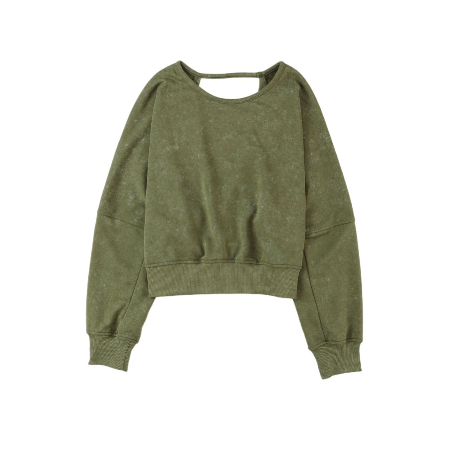 Cutout Round Neck Long Sleeve Sweatshirt Apparel and Accessories