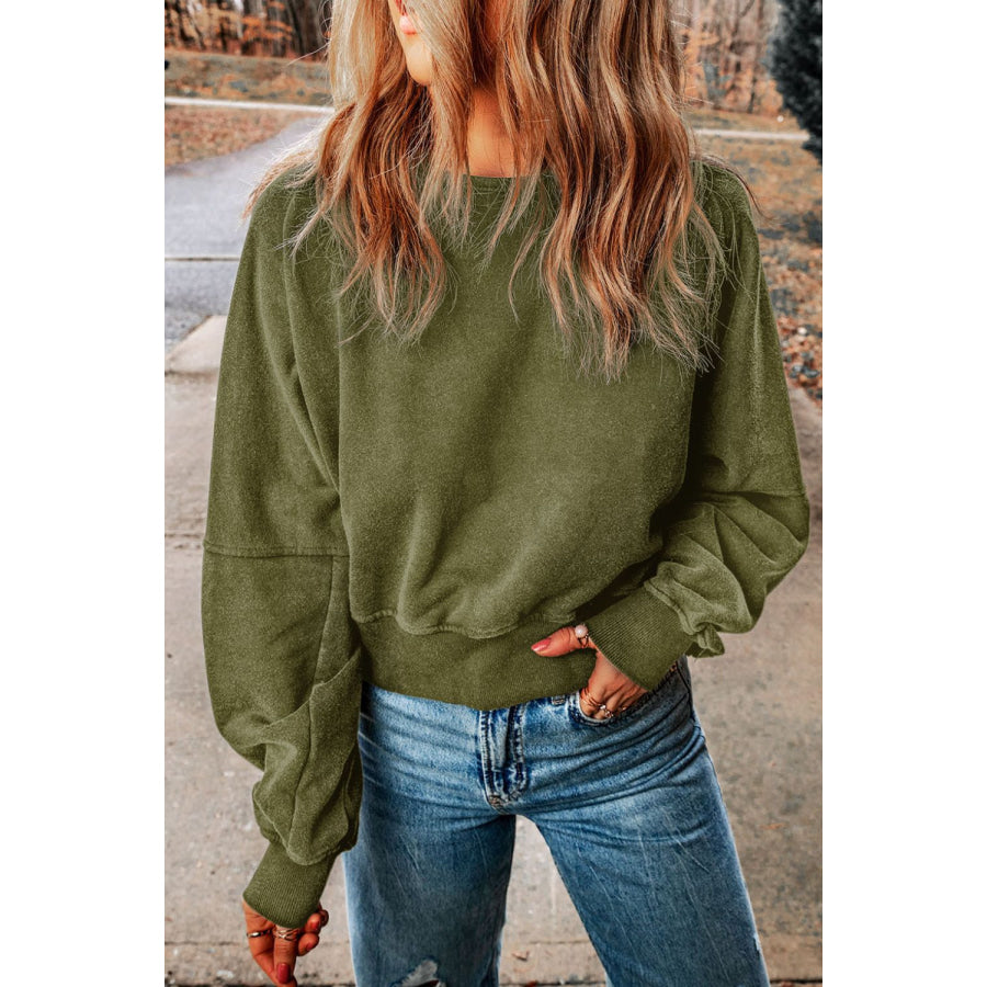 Cutout Round Neck Long Sleeve Sweatshirt Apparel and Accessories