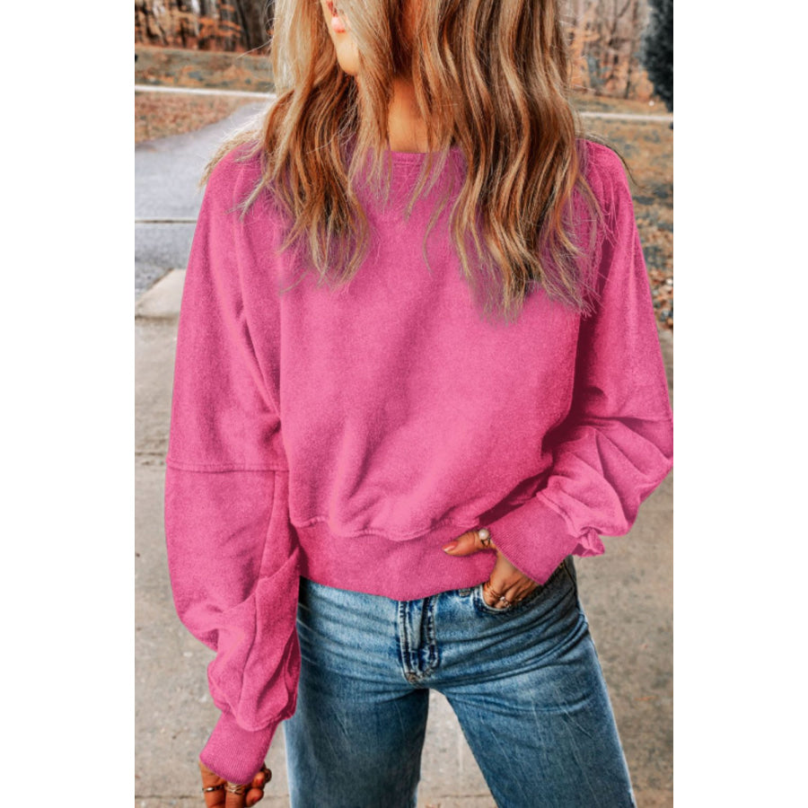 Cutout Round Neck Long Sleeve Sweatshirt Apparel and Accessories