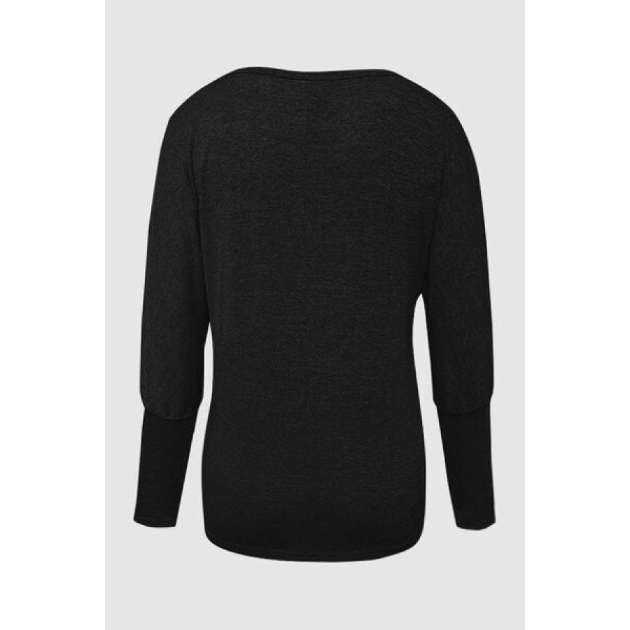 Cutout Round Neck Long Sleeve T - Shirt Apparel and Accessories