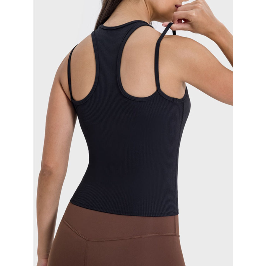 Cutout Round Neck Racerback Active Tank Apparel and Accessories