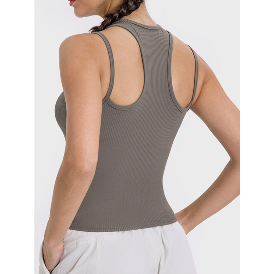 Cutout Round Neck Racerback Active Tank Apparel and Accessories