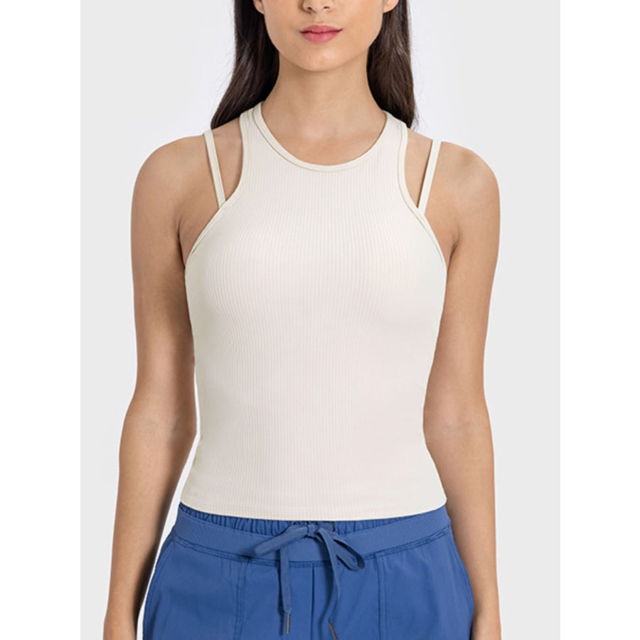 Cutout Round Neck Racerback Active Tank Apparel and Accessories