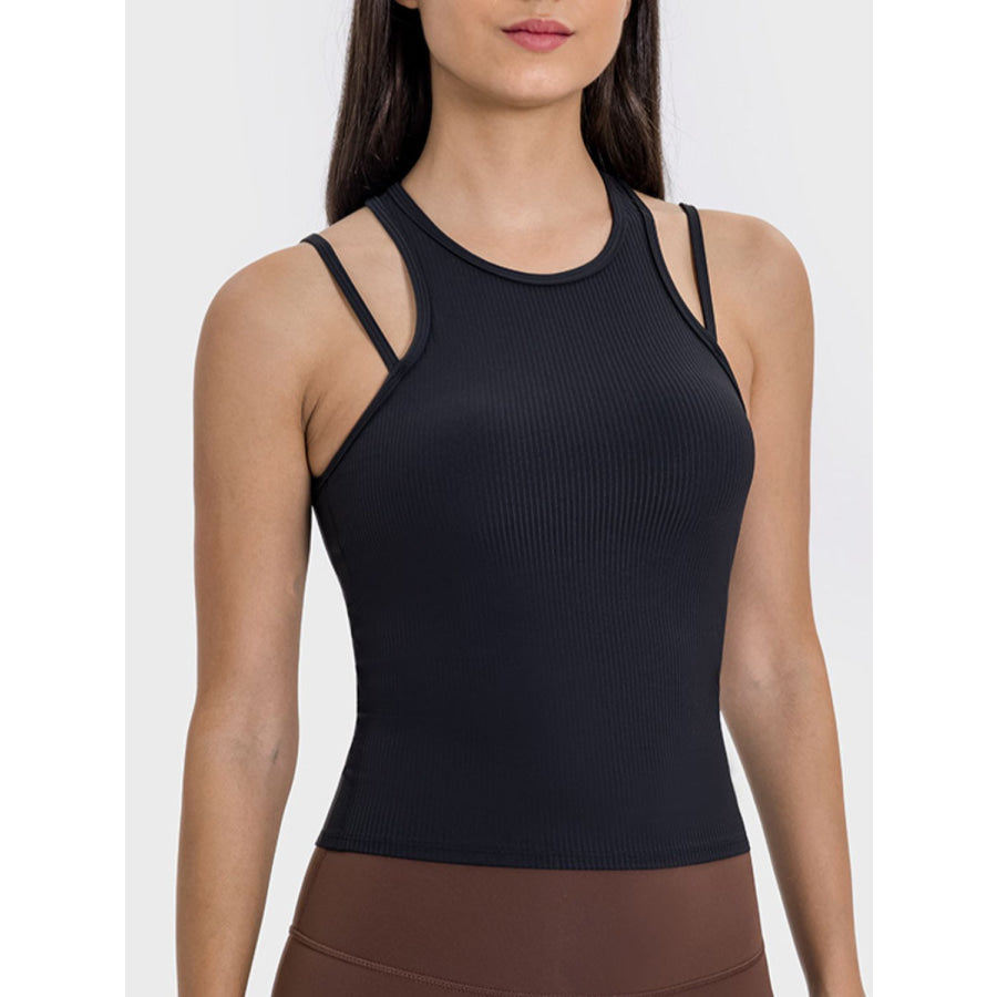 Cutout Round Neck Racerback Active Tank Apparel and Accessories