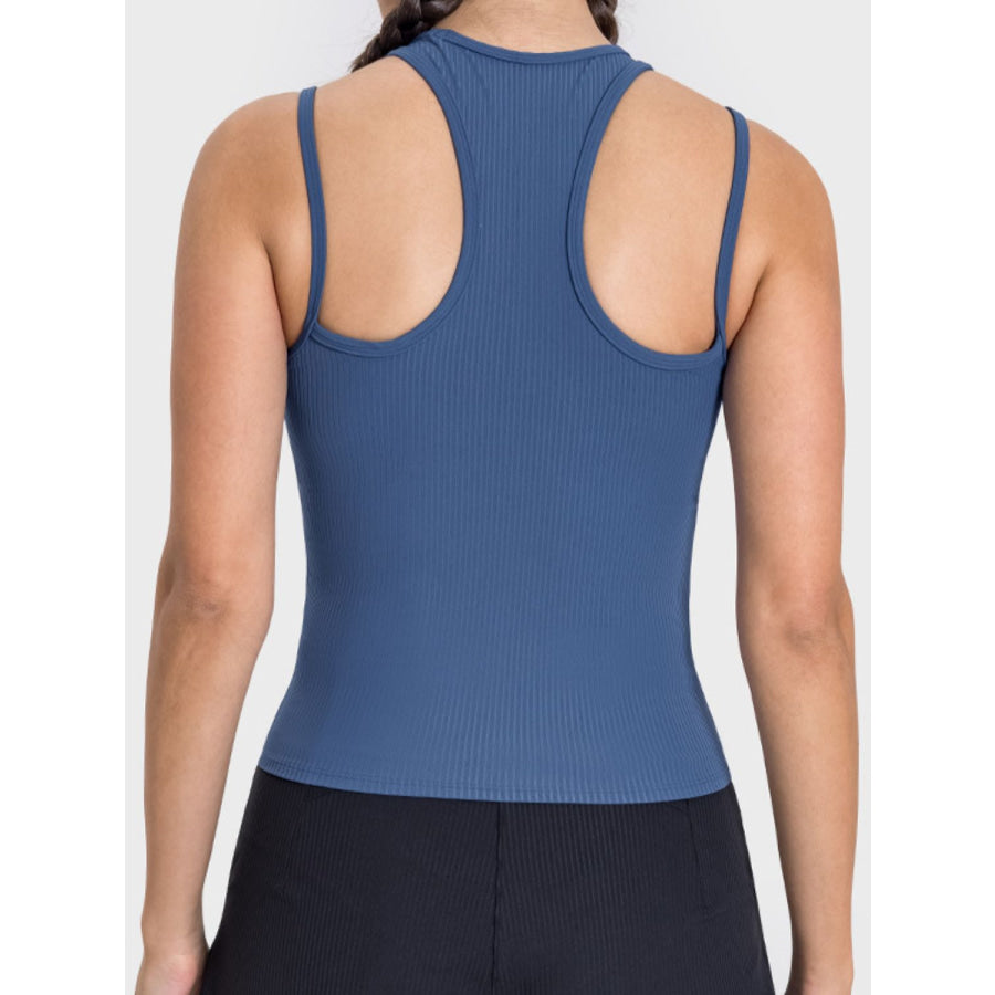 Cutout Round Neck Racerback Active Tank Apparel and Accessories