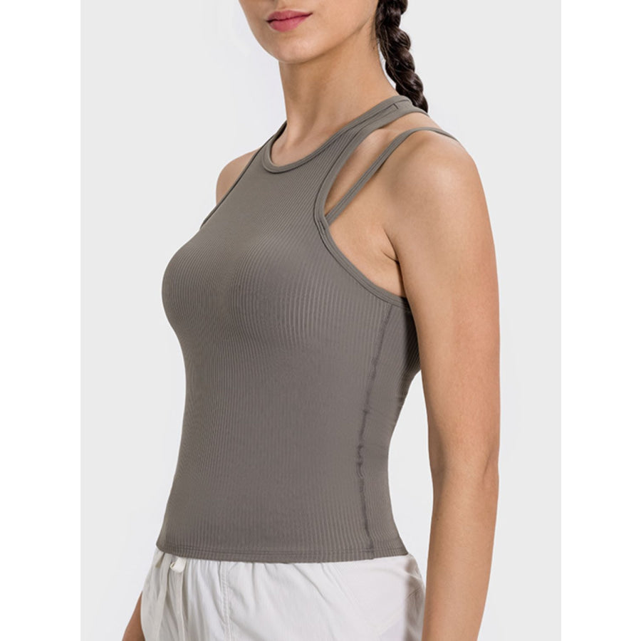 Cutout Round Neck Racerback Active Tank Apparel and Accessories