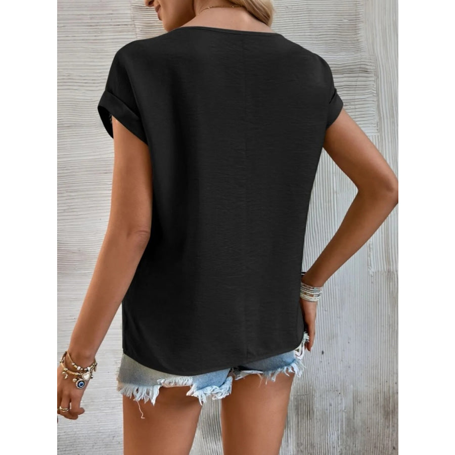 Cutout Round Neck Short Sleeve Top Apparel and Accessories