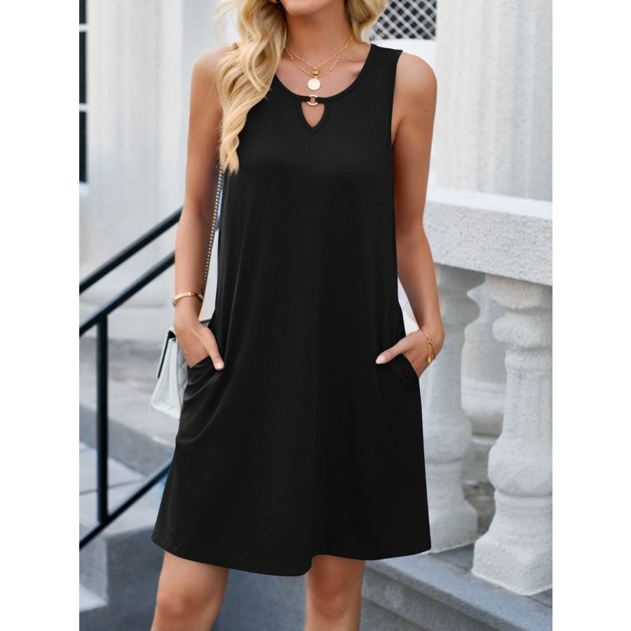 Cutout Round Neck Sleeveless Dress Apparel and Accessories