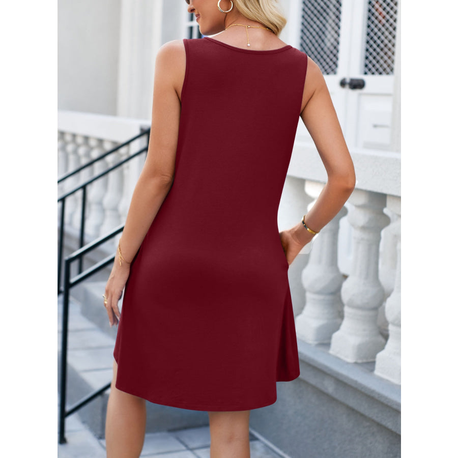 Cutout Round Neck Sleeveless Dress Apparel and Accessories