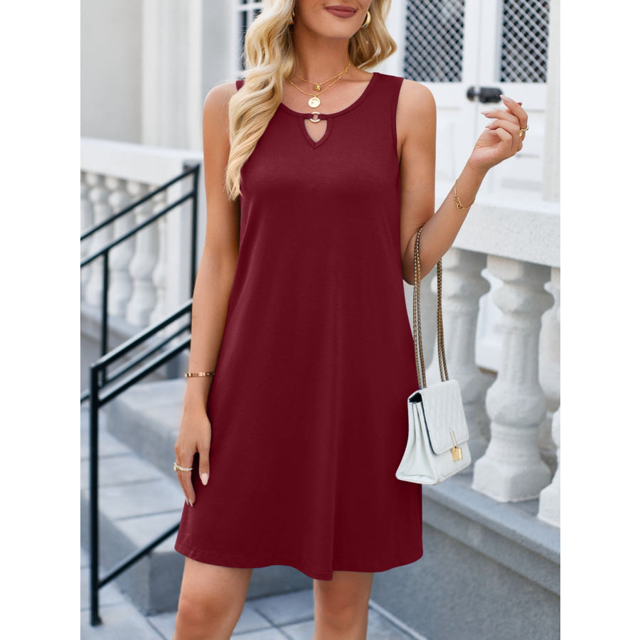 Cutout Round Neck Sleeveless Dress Apparel and Accessories