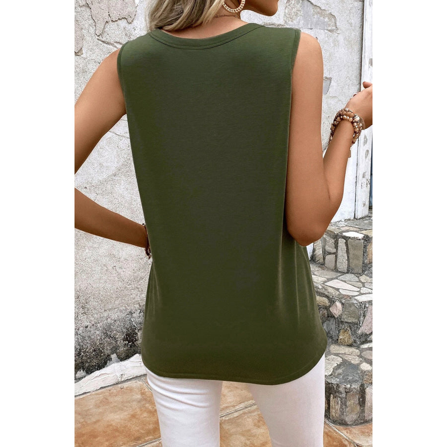 Cutout Round Neck Tank Apparel and Accessories