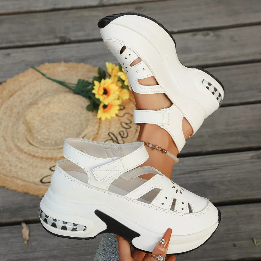 Cutout Round Toe Platform Sandals Apparel and Accessories