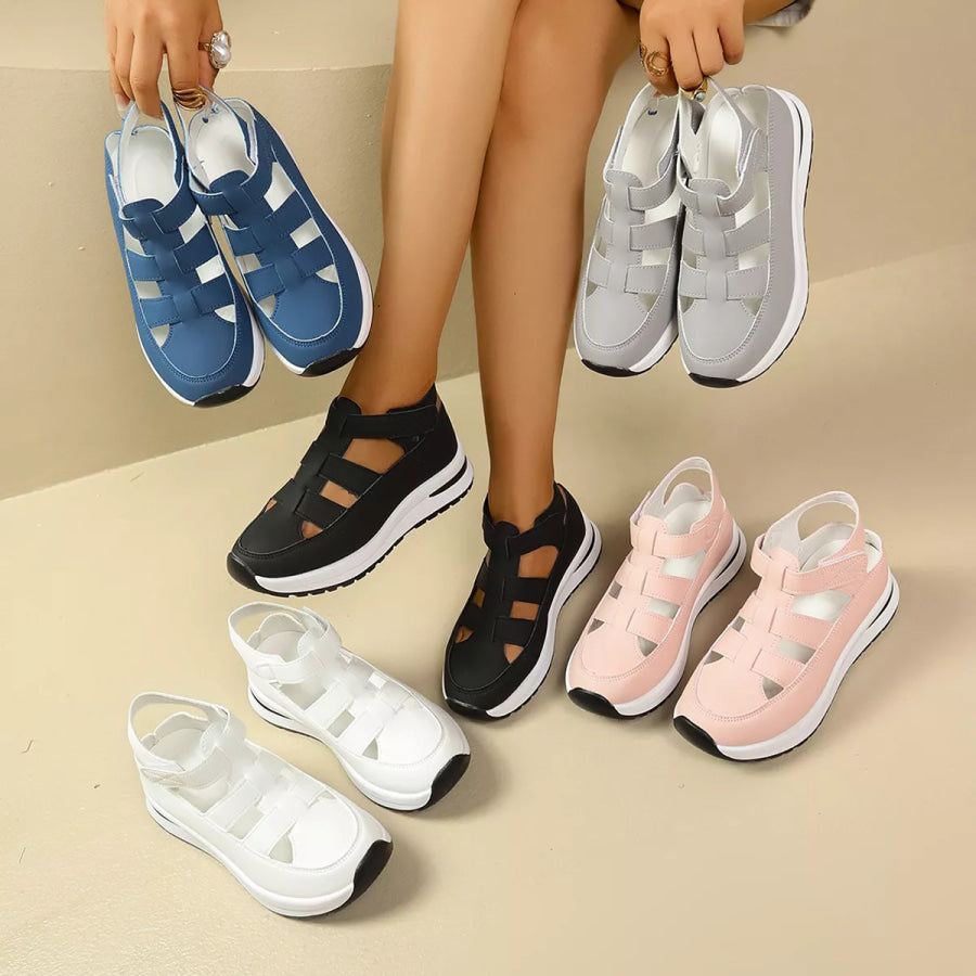 Cutout Round Toe Platform Sandals Apparel and Accessories