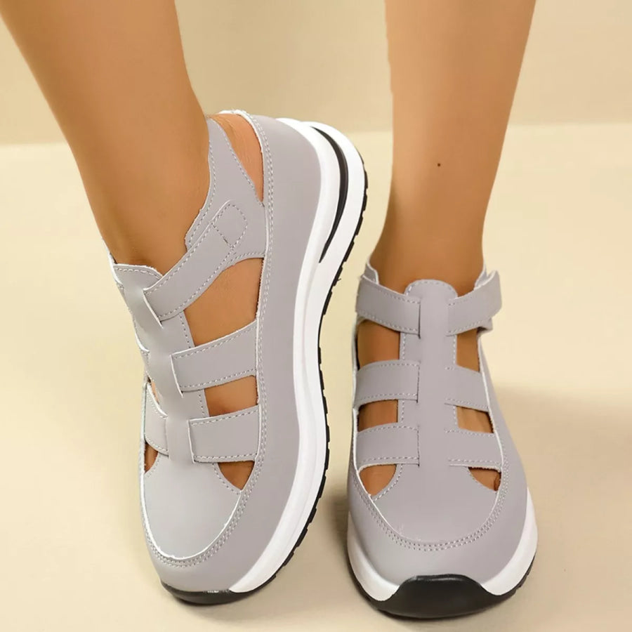 Cutout Round Toe Platform Sandals Apparel and Accessories