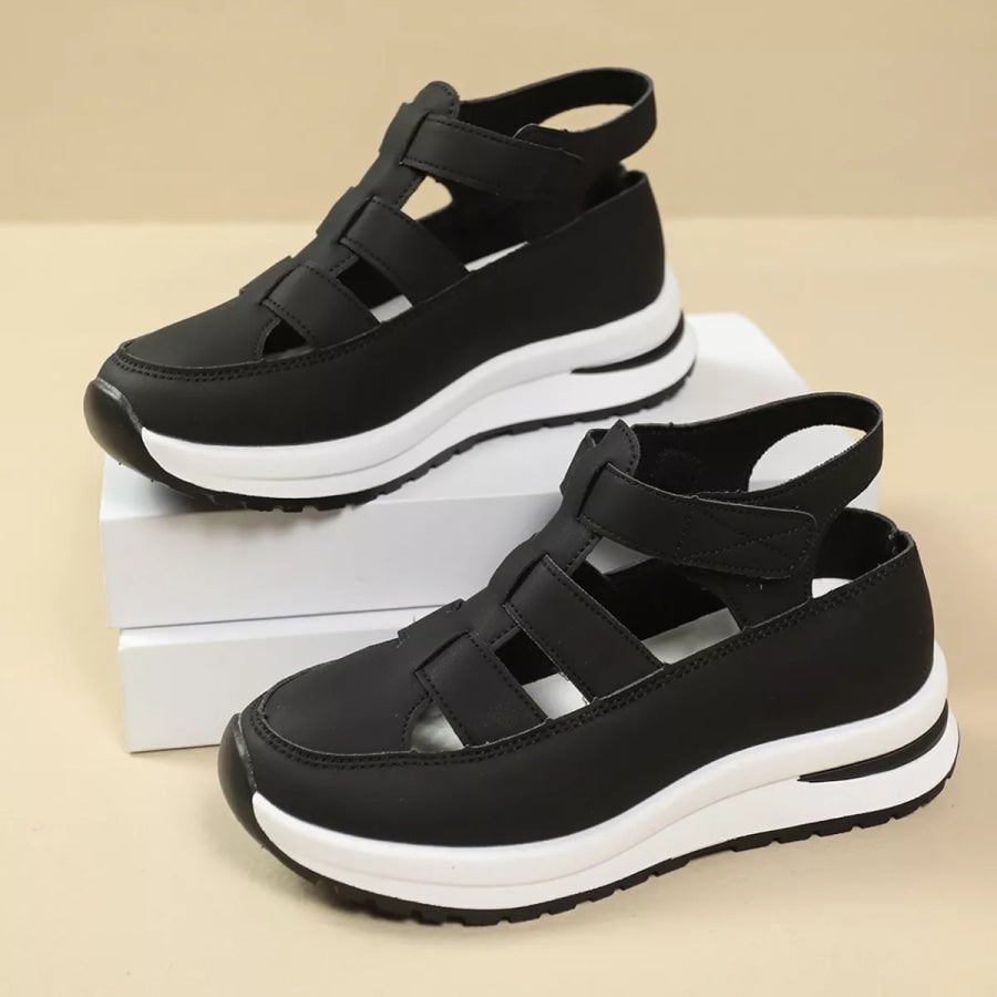 Cutout Round Toe Platform Sandals Apparel and Accessories