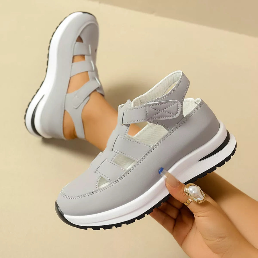 Cutout Round Toe Platform Sandals Apparel and Accessories