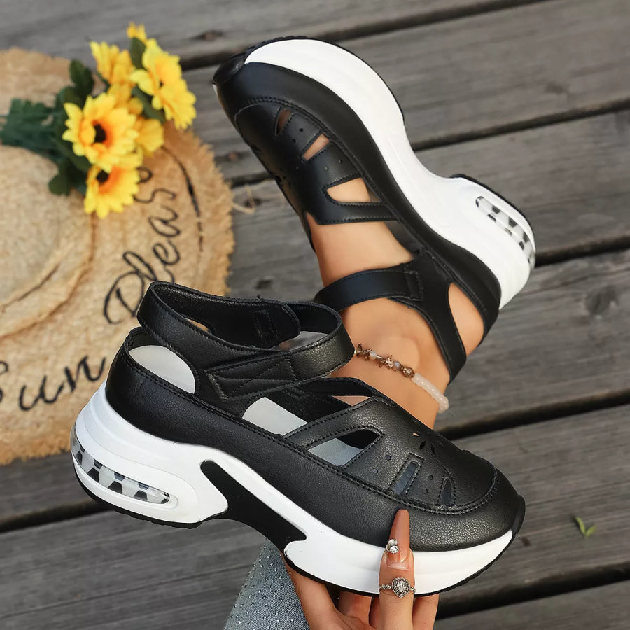 Cutout Round Toe Platform Sandals Apparel and Accessories