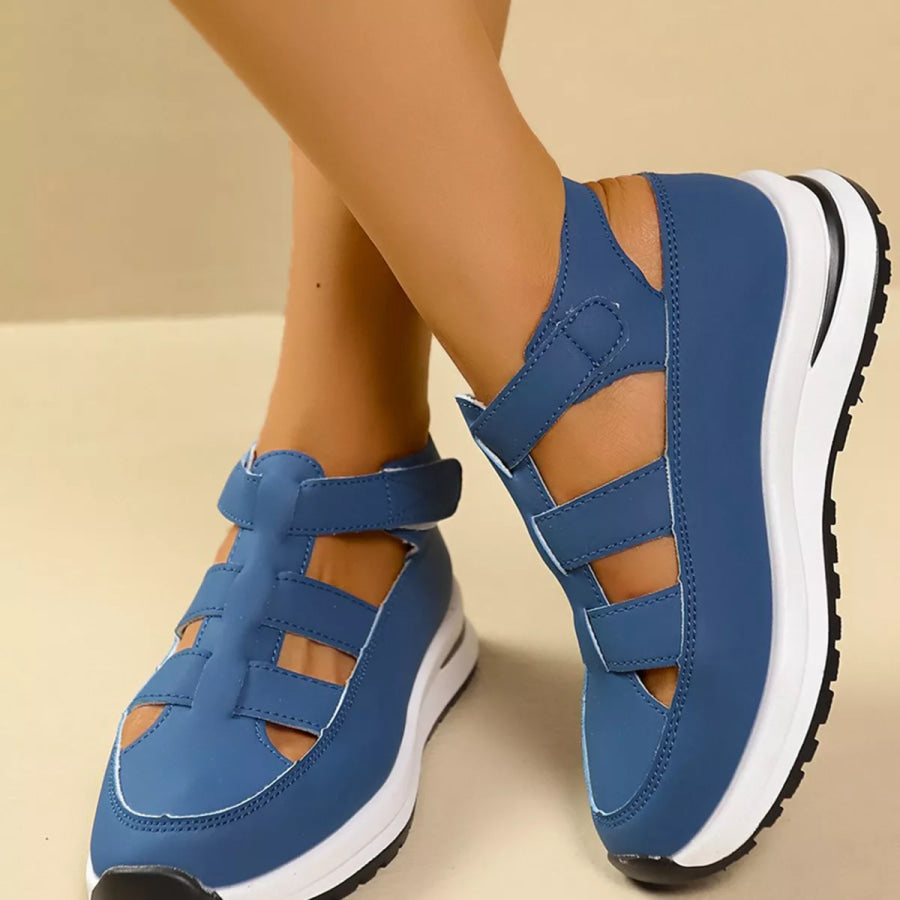 Cutout Round Toe Platform Sandals Apparel and Accessories