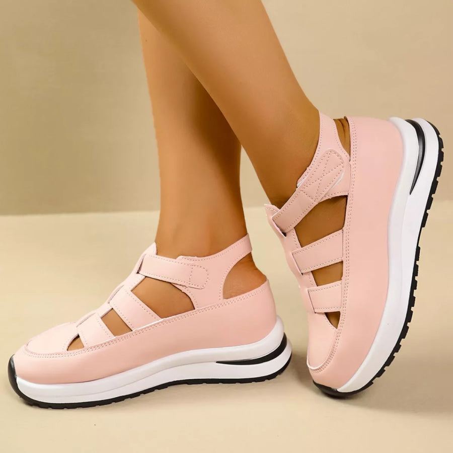 Cutout Round Toe Platform Sandals Apparel and Accessories