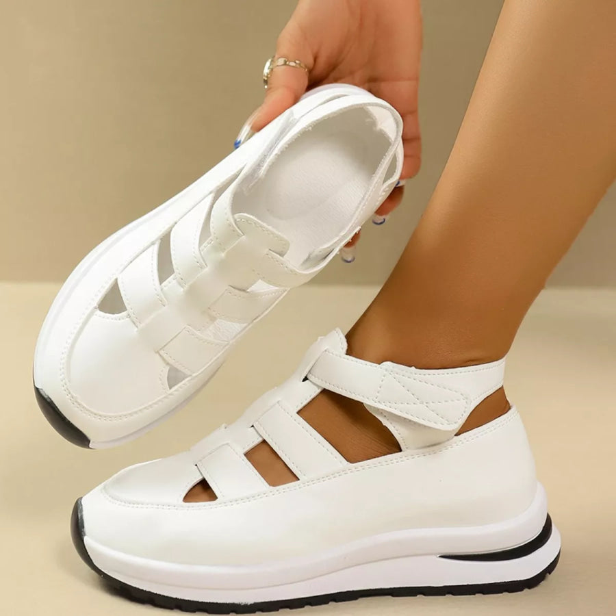 Cutout Round Toe Platform Sandals Apparel and Accessories