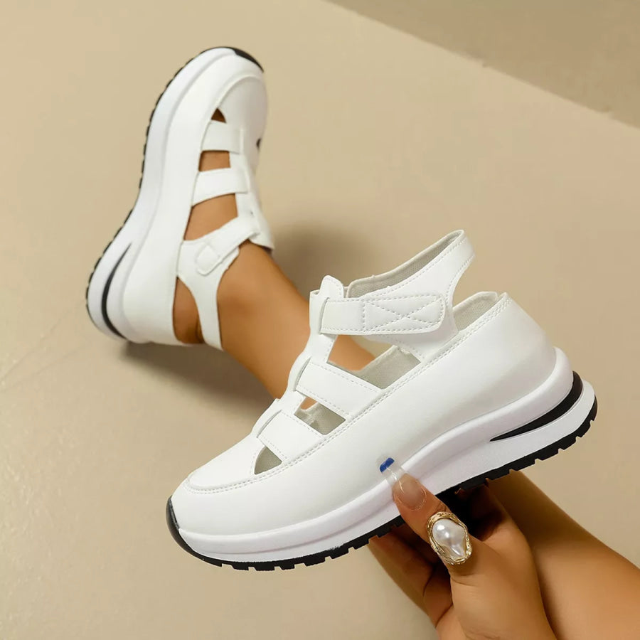 Cutout Round Toe Platform Sandals Apparel and Accessories