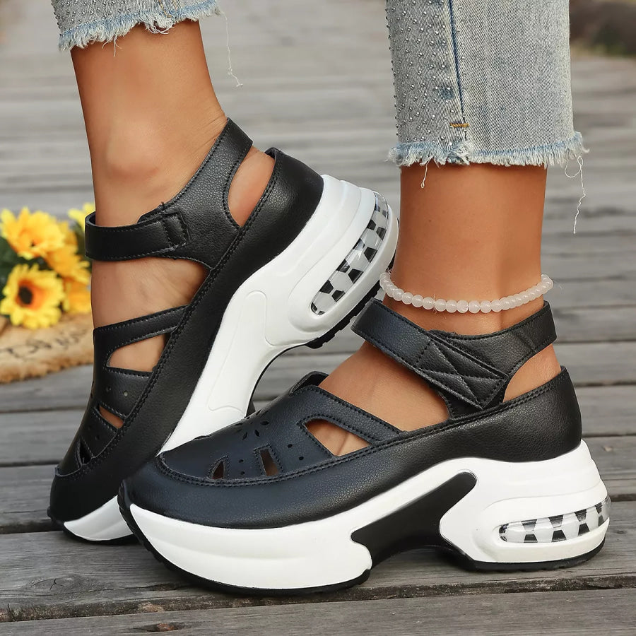 Cutout Round Toe Platform Sandals Apparel and Accessories