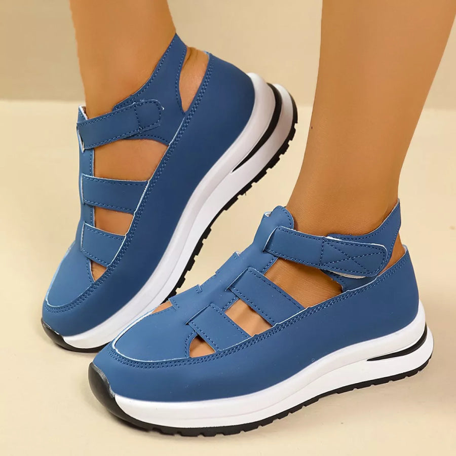 Cutout Round Toe Platform Sandals Blue / 36 Apparel and Accessories
