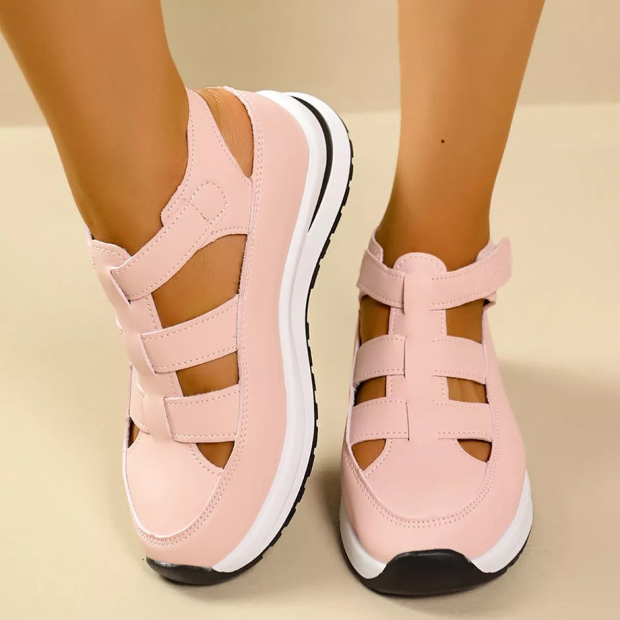 Cutout Round Toe Platform Sandals Pink / 36 Apparel and Accessories