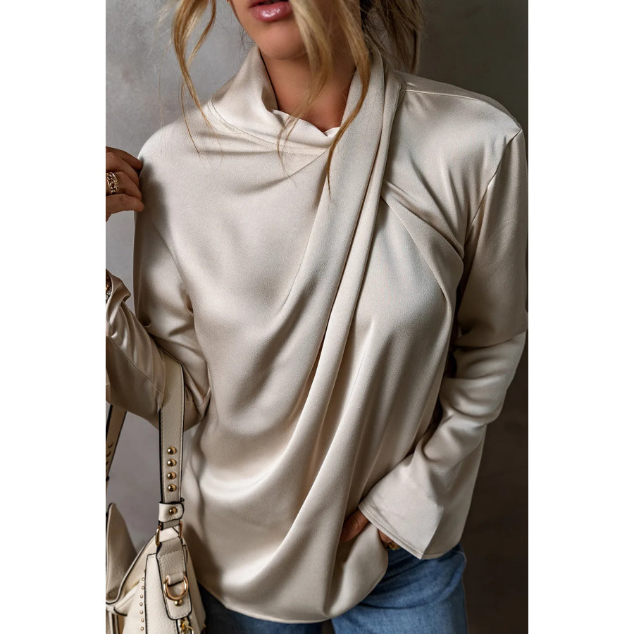 Cutout Ruched Long Sleeve Blouse Apparel and Accessories