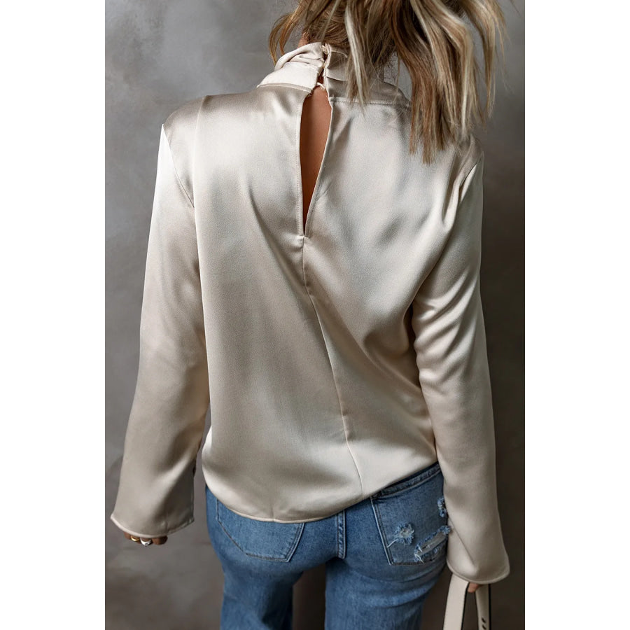 Cutout Ruched Long Sleeve Blouse Apparel and Accessories