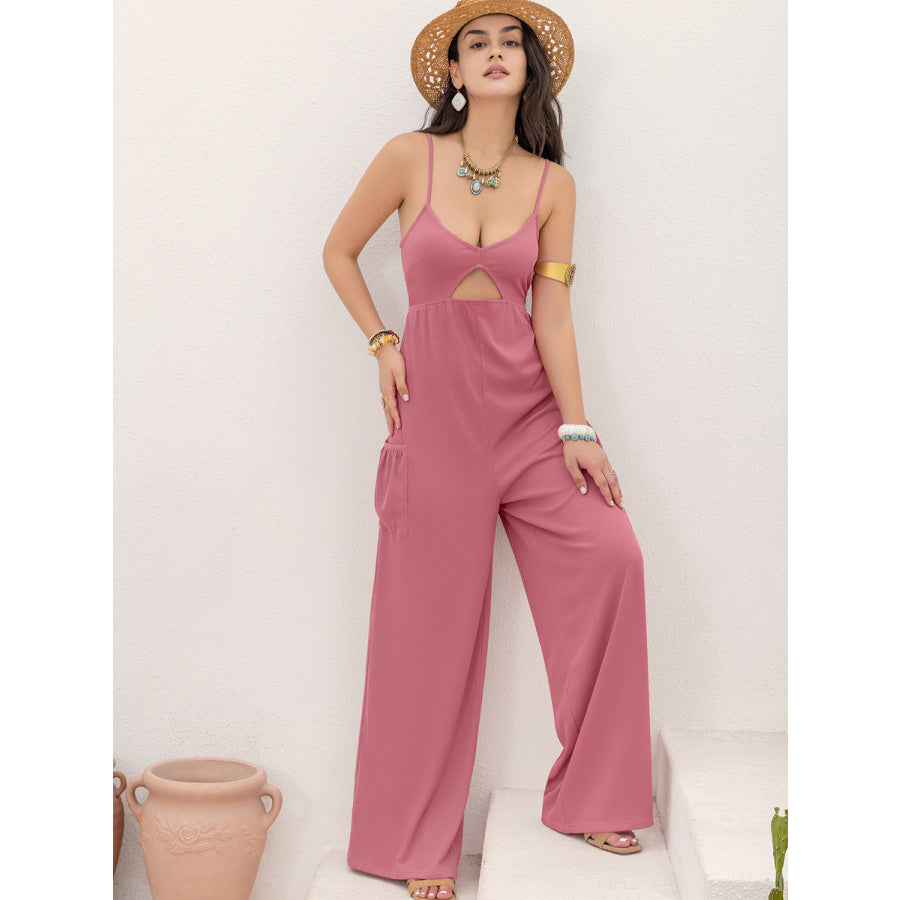 Cutout Scoop Neck Sleeveless Jumpsuit Apparel and Accessories