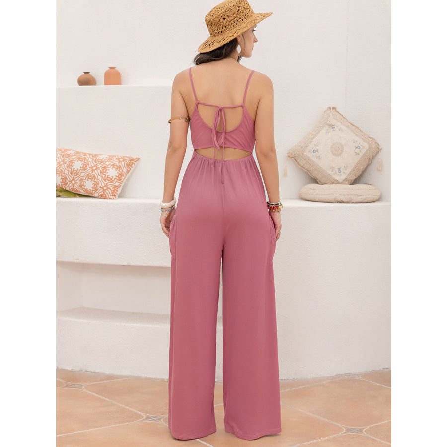 Cutout Scoop Neck Sleeveless Jumpsuit Apparel and Accessories