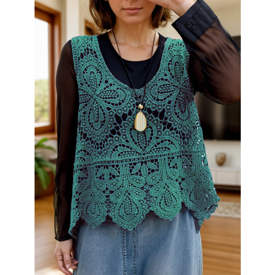 Cutout Scoop Neck Sleeveless Knit Cover Up Apparel and Accessories