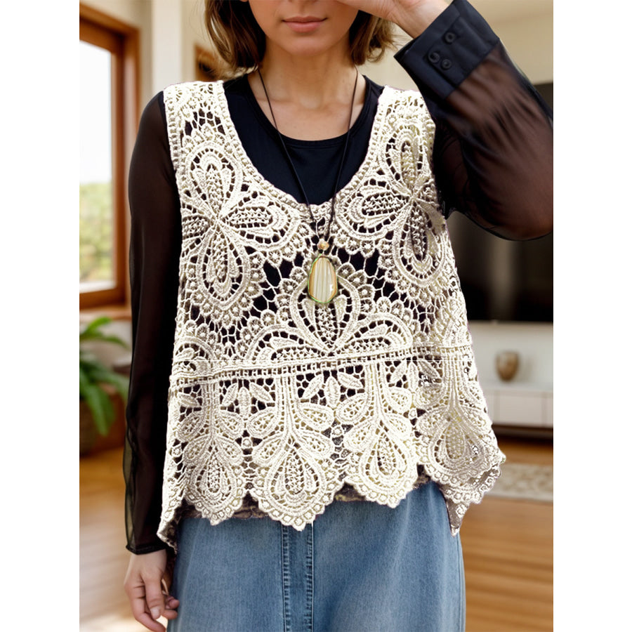 Cutout Scoop Neck Sleeveless Knit Cover Up Apparel and Accessories