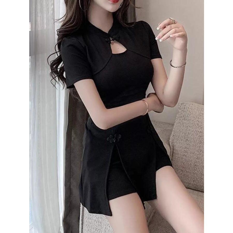 Cutout Short Sleeve Mini Dress Apparel and Accessories