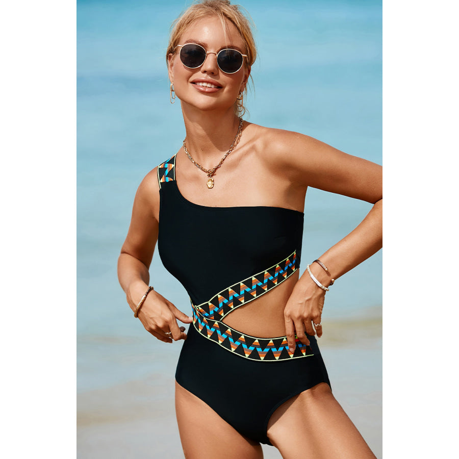 Cutout Single Shoulder One-Piece Swimwear Apparel and Accessories