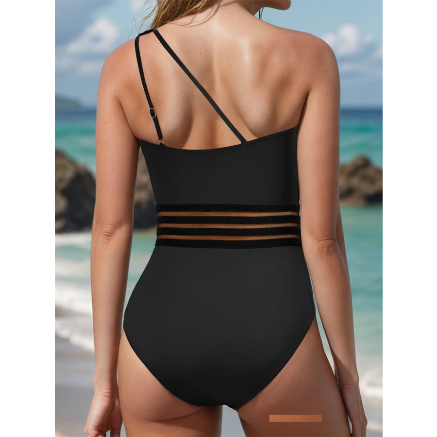 Cutout Single Shoulder One - Piece Swimwear Black / S Apparel and Accessories