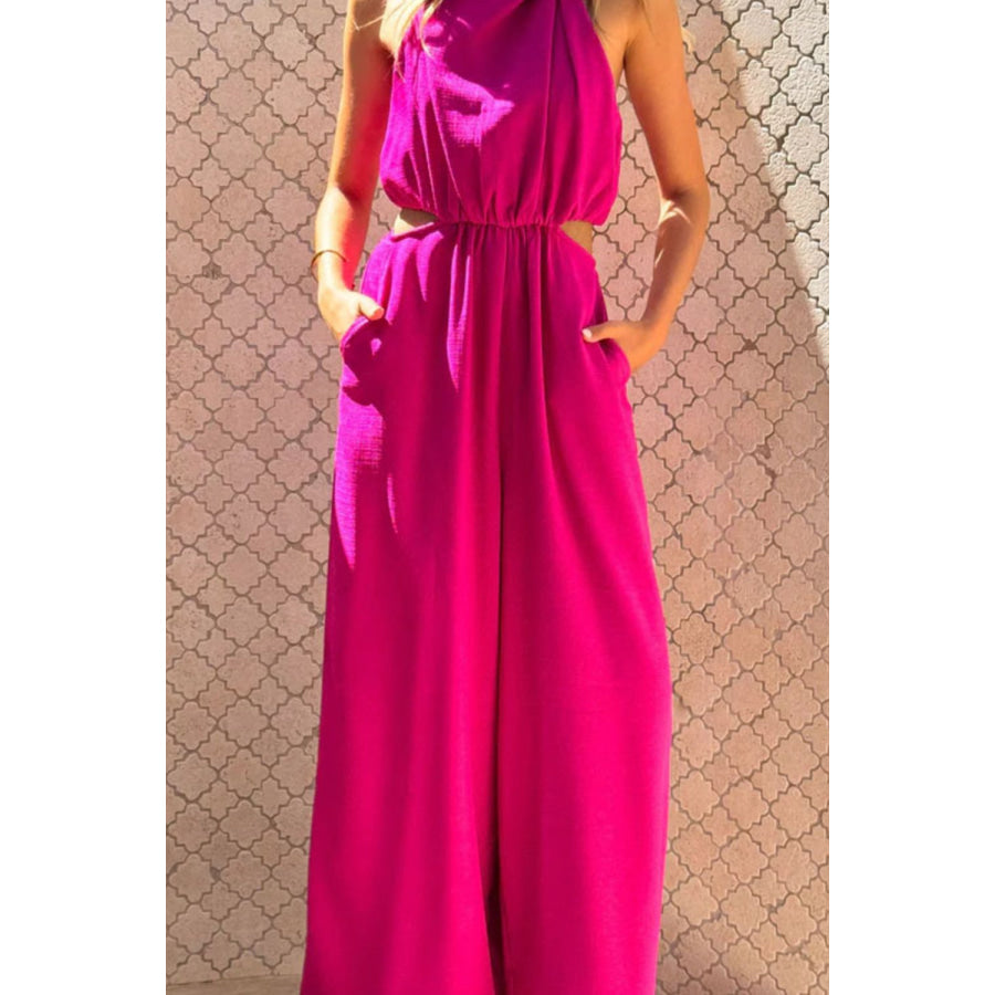 Cutout Sleeveless Wide Leg Jumpsuit Apparel and Accessories