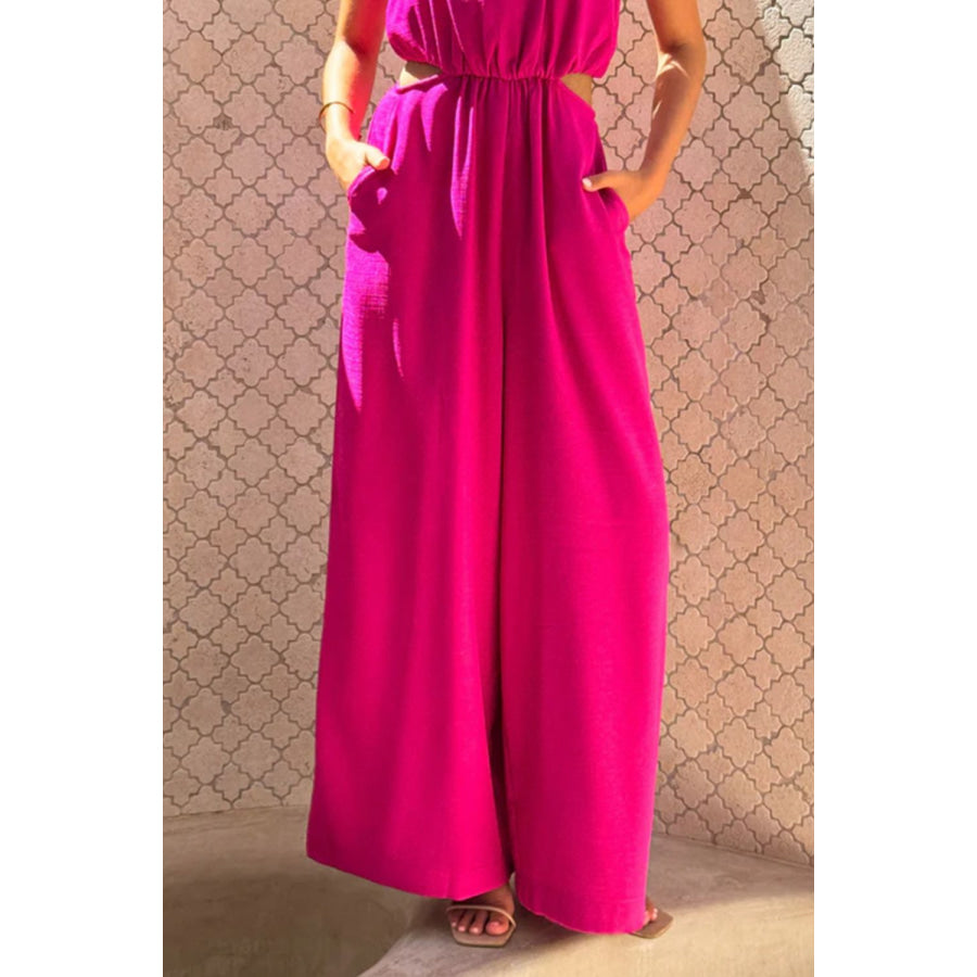 Cutout Sleeveless Wide Leg Jumpsuit Apparel and Accessories