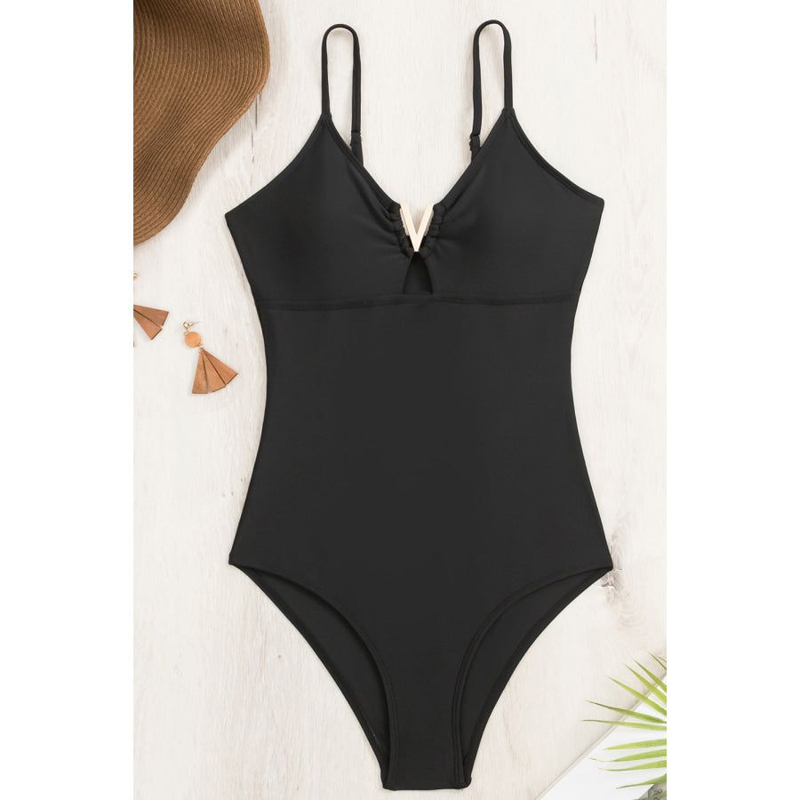 Cutout Spaghetti Strap One-Piece Swimwear Apparel and Accessories